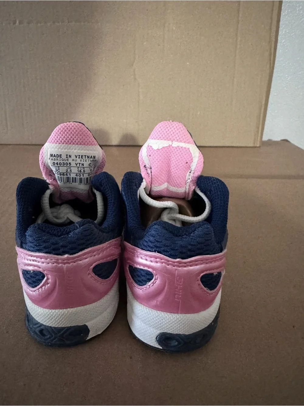 Nike Kids Navy Sneakers with Pink Accents